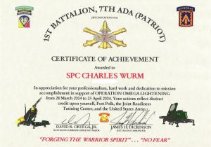 Military Certificate Templates Army Certificates Of Achievement Templates Templates