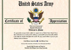 Military Certificate Templates Military Veterans Appreciation Certificates Veterans Day