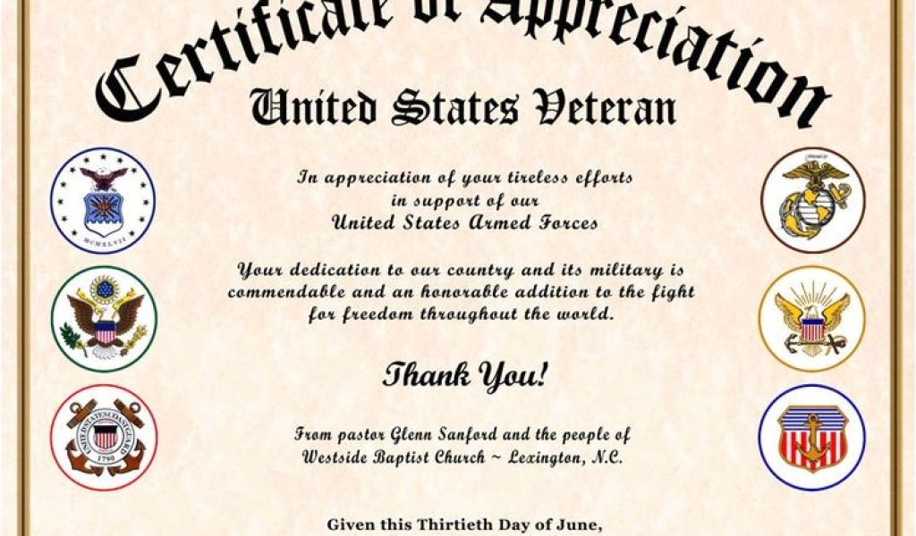 Military Flag Certificate Template Certificate Of Appreciation Veterans ...