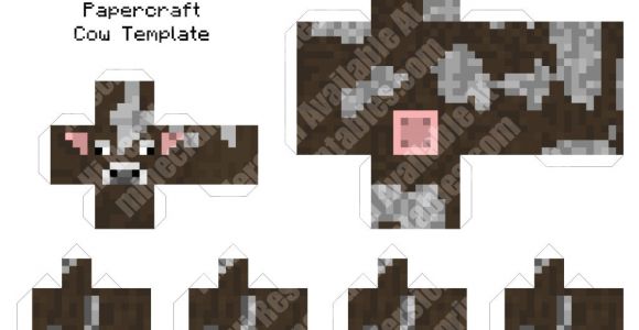 Minecraft Cow Template Cow Printable Minecraft Cow Papercraft Template