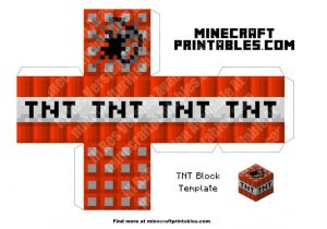 Minecraft Tnt Block Template Tnt Printable Minecraft Tnt Block Papercraft Template