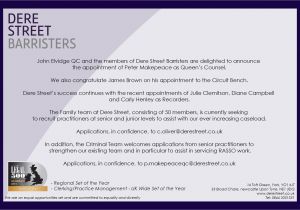 Mini Pupillage Covering Letter Recruitment and Pupillage Dere Street Barristers