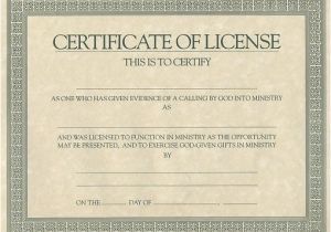 Minister License Certificate Template Certificate License for Minister Cokesbury