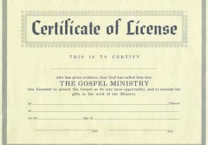 Minister License Certificate Template License for Minister Certificate License Christian