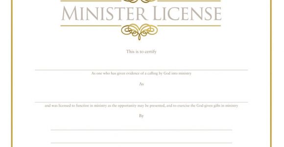 Minister License Certificate Template Minister 39 S License Certificate ordination Christian