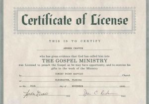 Minister License Certificate Template Search Results for ordained Minister Certificate License