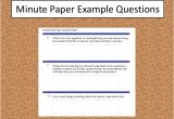 Minute Paper Template How to Improve Library Instruction assessment In Five Minutes