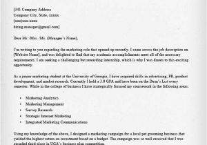 Model Cover Letter for Internship Internship Cover Letter Sample Resume Genius