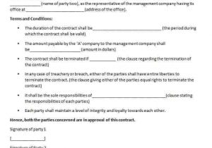 Model Management Contract Template Free Contract Templates Word Pdf Agreements