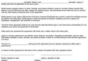 Model Management Contract Template Model Employment Contract
