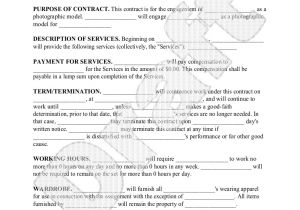 Model Management Contract Template Modeling Contract Model Agreement Template form with