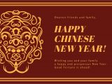Modern Chinese New Year Card Dark Red and Gold Dragon Chinese New Year Card Templates