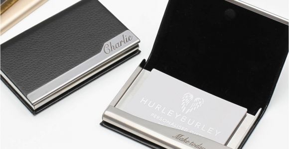 Modern Desk Business Card Holder Personalised Leather Business Card Holder