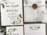 Modern Flower Card Wrap Die Greenery Floral Wedding Invitation Vellum Wrap with Gold