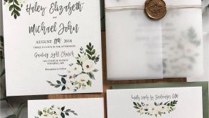 Modern Flower Card Wrap Die Greenery Floral Wedding Invitation Vellum Wrap with Gold