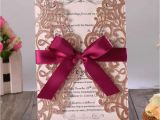 Modern Geometric Wedding Card Box 50pcs Rose Gold Glitter Laser Cut Wedding Invitation Cards