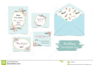 Modern Geometric Wedding Card Box Geometry Blue Green Gold Wedding Invitation Set with
