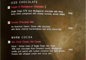 Modern Hotel Parel Menu Card Fabelle at the Chocolate Boutique Itc Grand Central Menu