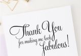 Modern Thank You Card Set Thank You for Making Me Look Fabulous Card for Hair Stylist