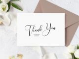 Modern Thank You Card Template Calligraphy Wedding Thank You Card Template Black and White