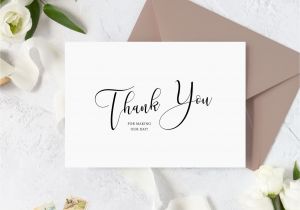 Modern Thank You Card Template Calligraphy Wedding Thank You Card Template Black and White