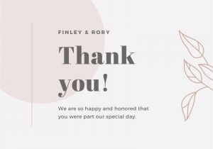 Modern Thank You Card Template Pink and Charcoal Leaves Minimal White Wedding Thank You