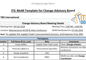Mom Email Template Itil Mom Template for Change Advisory Board Itil Docs
