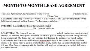 Month to Month Rental Contract Template Basic Rental Agreement In A Word Document for Free