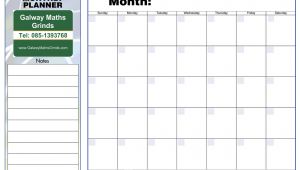 Monthly organiser Template Time Table Templates Galway Maths Grinds