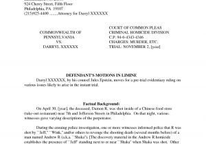 Motion In Limine Template Best Photos Of Example Of A Court Motion Court Motion