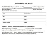 Motor Vehicle Bill Of Sale Template Pdf Motor Vehicle Bill Of Sale Template
