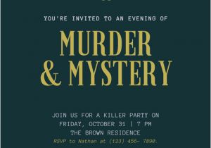 Murder Mystery Invitation Template Green and Gold Flourish Elegant Murder Mystery Invitation