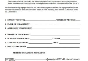 Music Booking Agent Contract Template 12 Artist Contract Templates Pages Word Docs
