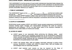 Music Booking Agent Contract Template Booking Agent Contract Template 9 Download Free