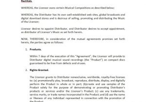 Music Distribution Contract Template Record Label Agreements