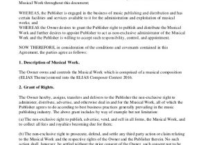 Music Publishing Contract Template Music Agreement Contract Sample 7 Examples In Word Pdf