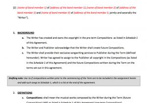 Music Publishing Contract Template Music Publishing Contract Template