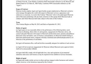 Musicians Contract Template Musician Contract Music Agent Contract Template with