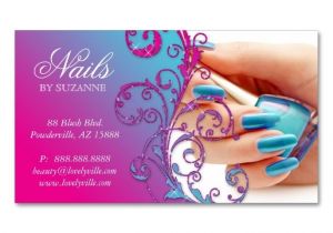 Nail Business Cards Templates Nail Salon Business Card Glitter Blue Pink Salon