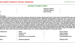 Nail Technician Contract Template Nail Technician Employment Contracts
