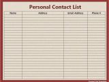 Name Address Email and Phone Number Template List Templates Free Word Templates Part 2