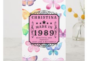 Name On Greeting Card Birthday 30th Birthday Born 1989 butterfly Add Your Name Card