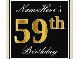 Name On Greeting Card Birthday Elegant Black Faux Gold 59th Birthday Name Invitation