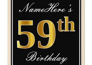 Name On Greeting Card Birthday Elegant Black Faux Gold 59th Birthday Name Invitation