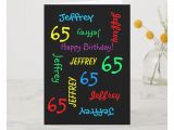 Name On Greeting Card Birthday Personalized Greeting Card Black 65th Birthday Card