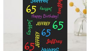 Name On Greeting Card Birthday Personalized Greeting Card Black 65th Birthday Card