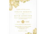 Naming Ceremony Invitation Blank Card Elegant White Gold Lace Pattern formal Wedding Invitation
