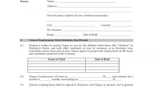 Nanny Contract Template Australia Australia Nanny Employment Contract Legal forms and