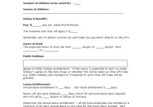 Nanny Contract Template Australia Nanny Employment Agreement Templates at