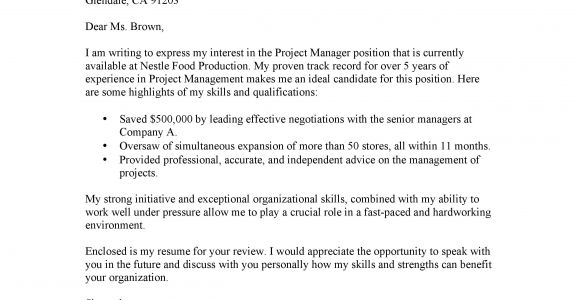 Nestle Cover Letter Cover Letter for Project Manager at Nestle Shannon Hamid